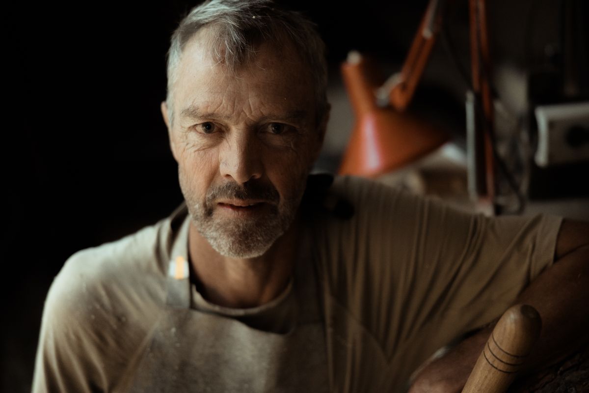 Portrait of the artist in the workshop