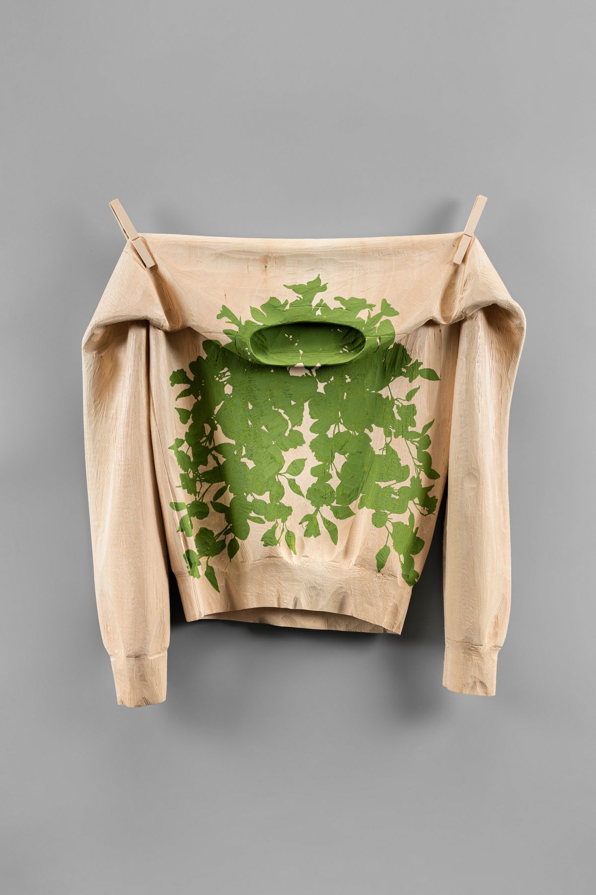 Wooden sweater with leaves