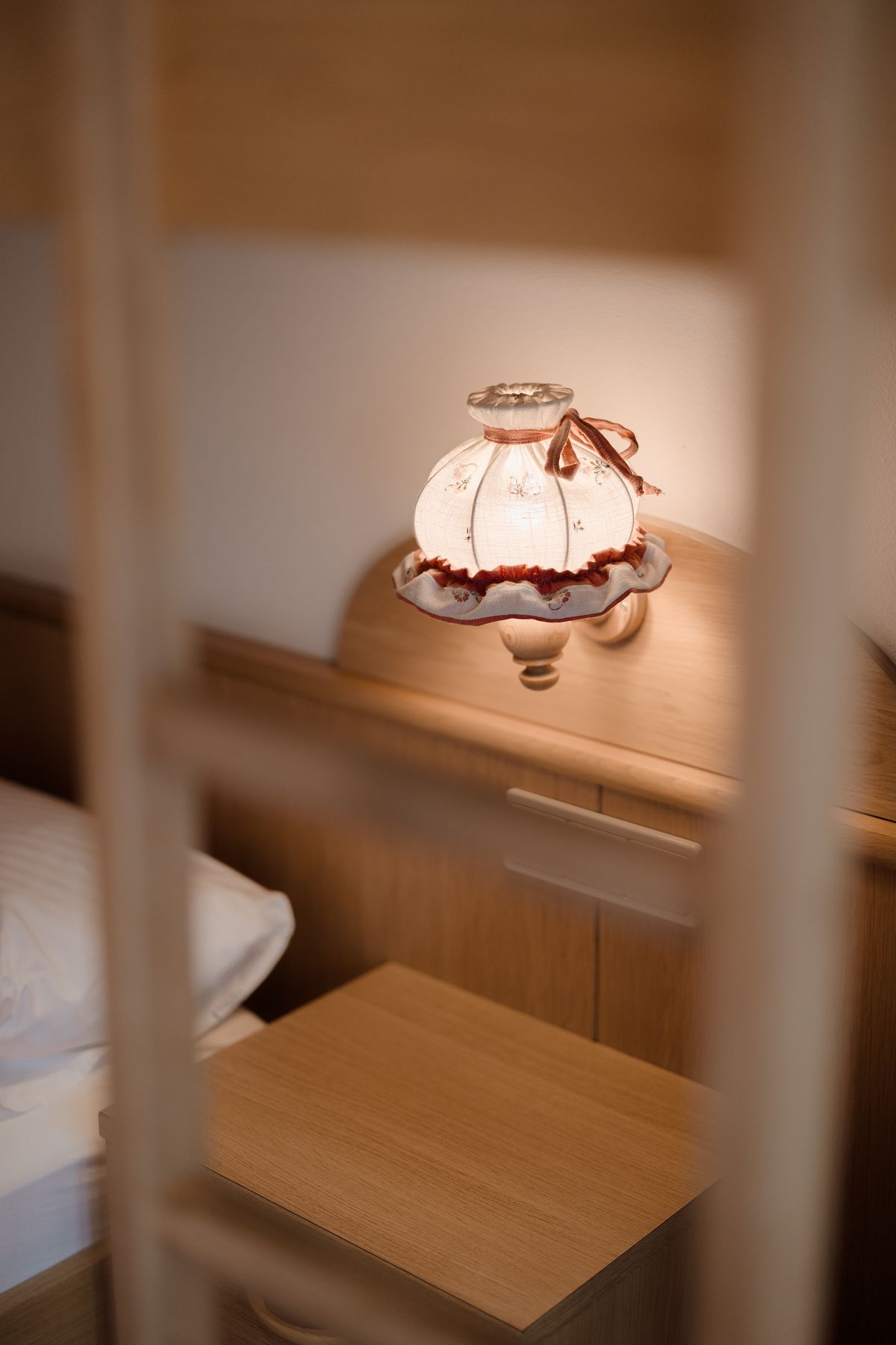 Wall lamp above the bedside table