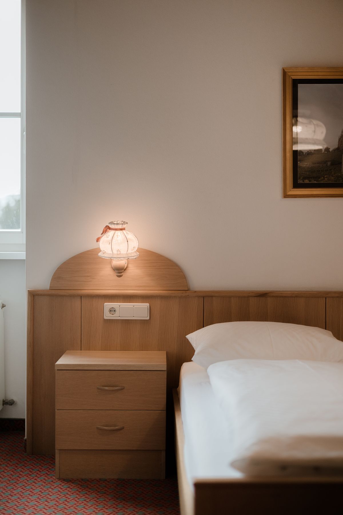 Bedside table with lamp