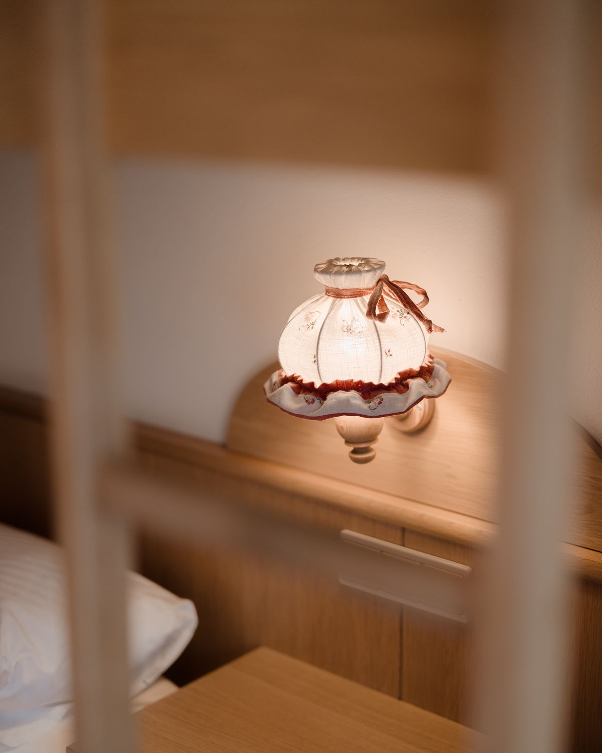 Wall lamp above the bedside table