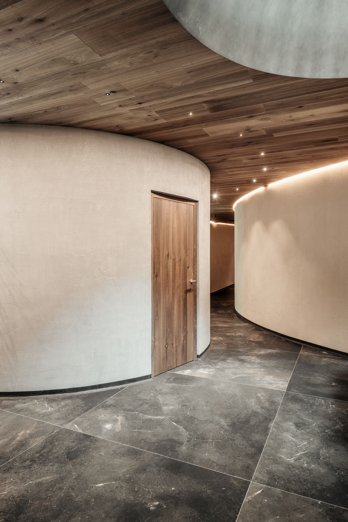 Hallway with curved walls