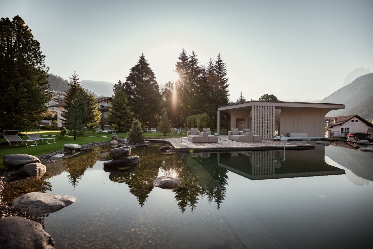 Swimming pond in backlight