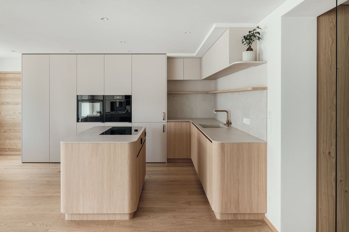 Kitchen with oak island