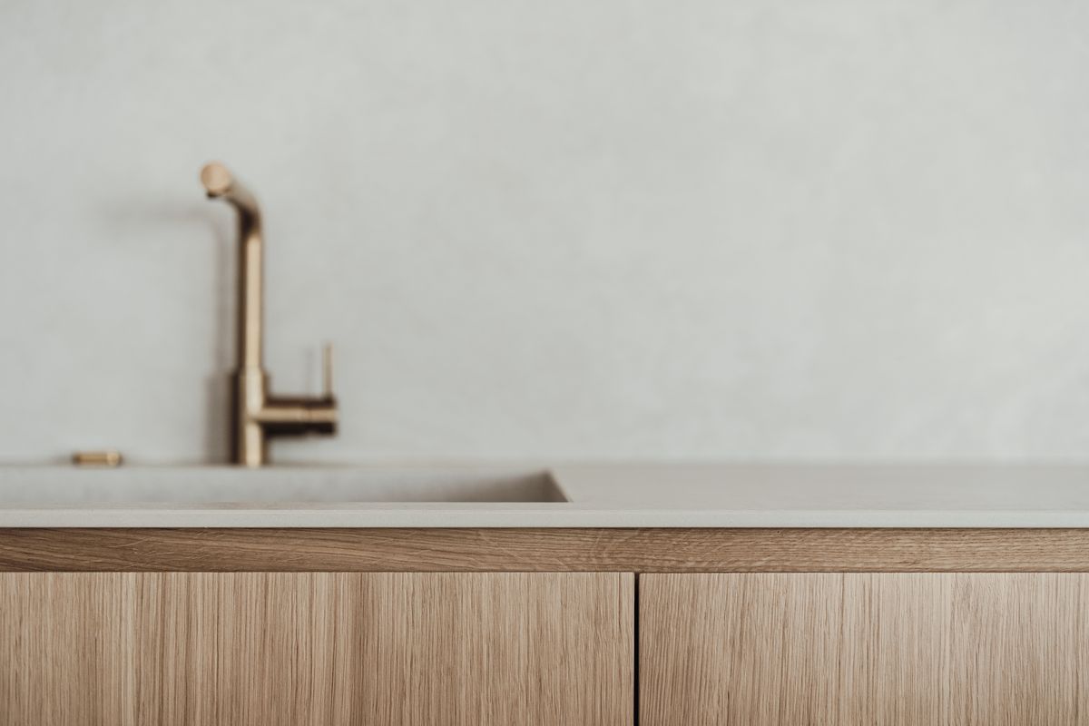 Sink with brass tap