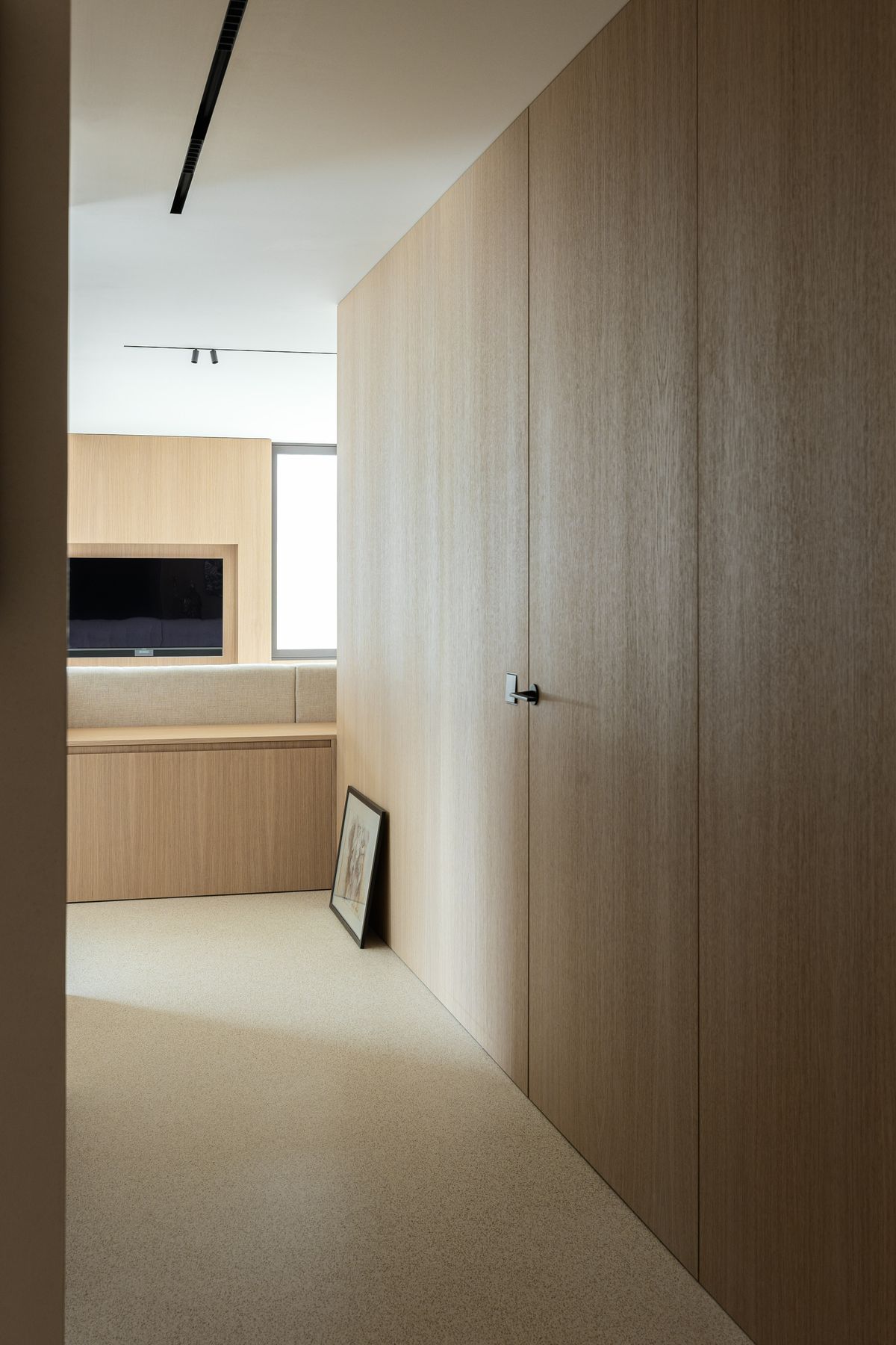 Hallway with wood panelling