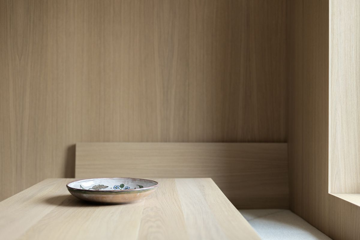 Wooden table with a bowl