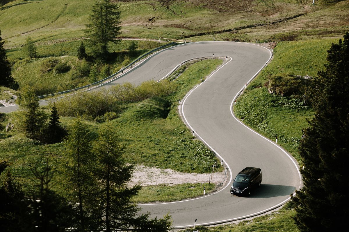 Van on the hairpins from above