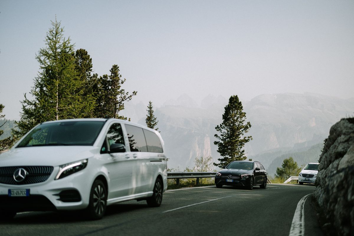 White van on the pass road