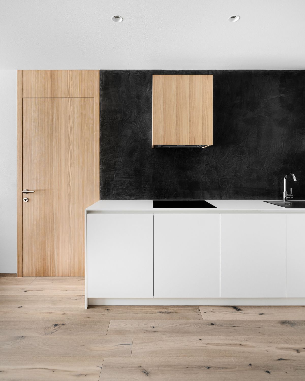 Kitchen with black back wall