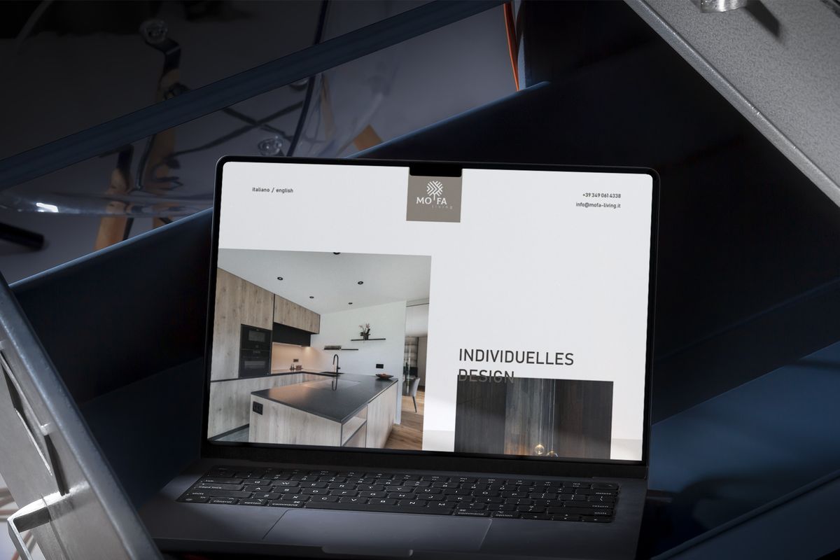 MoFa living website on a laptop