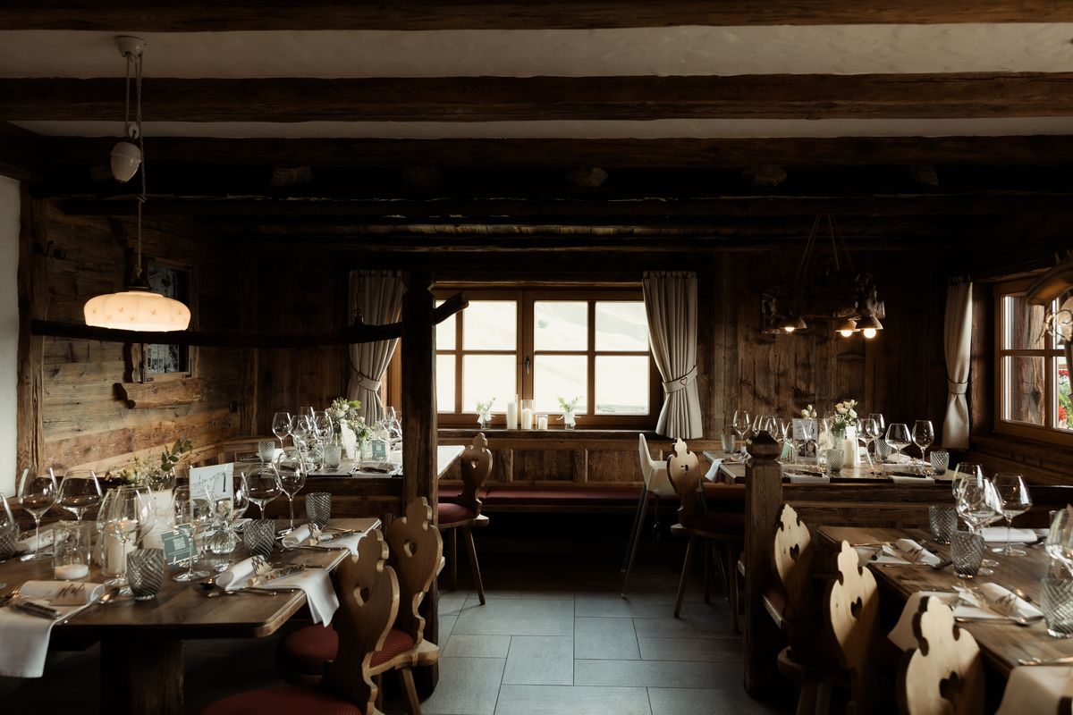 Mountain hut dining room set for the celebration