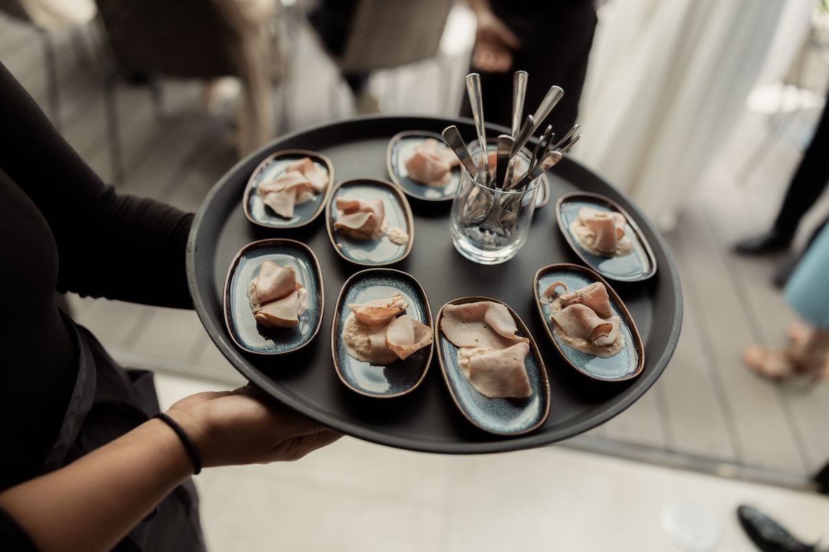 Tray of canapés at the drinks reception